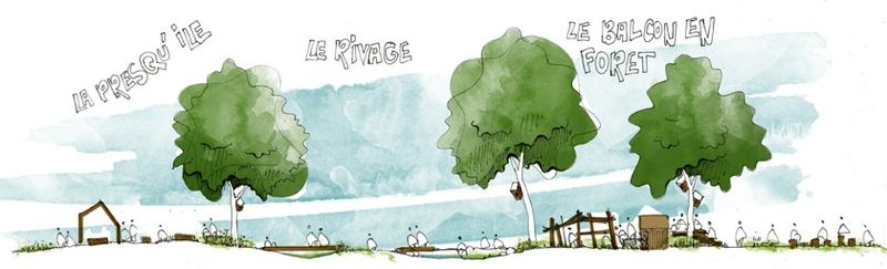 Élévation aquarellée de la cour