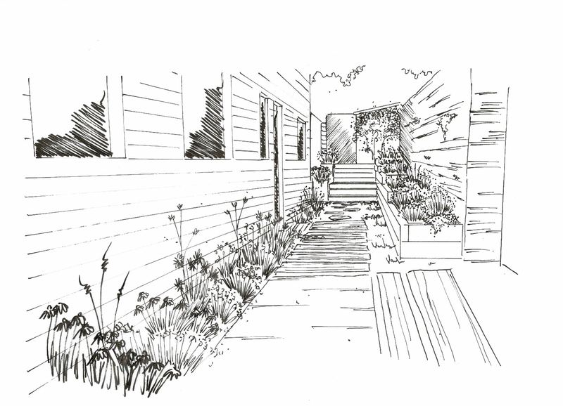 Croquis de l'entrée de maison, Mûrs-Érigné