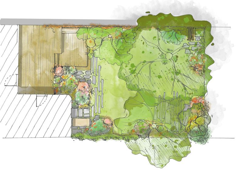 Plan aquarellé du Jardin Multiple
